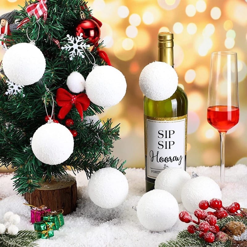 White Christmas Balls – Set of 6 - Image 3