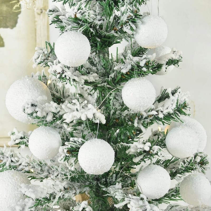 White Christmas Balls – Set of 6