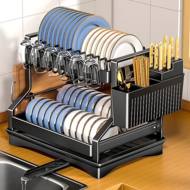 2-Tier Carbon Steel Dish Drying Rack - Image 2