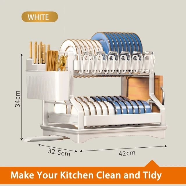 2-Tier Carbon Steel Dish Drying Rack