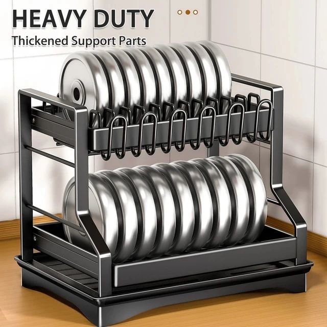 2-Tier Carbon Steel Dish Drying Rack - Image 5