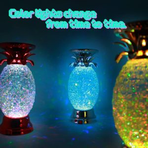 Colorful Pineapple Water Globe Glitter Swirl LED Candle Holder 