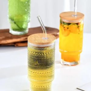 2pc Embossed Vintage Glass Cup
