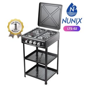 Nunix 3 Gas + 1 Electric Plate Standing Cooker with Shelves