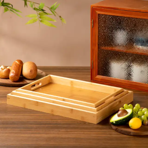 3pcs Rectangular Bamboo Serving Trays