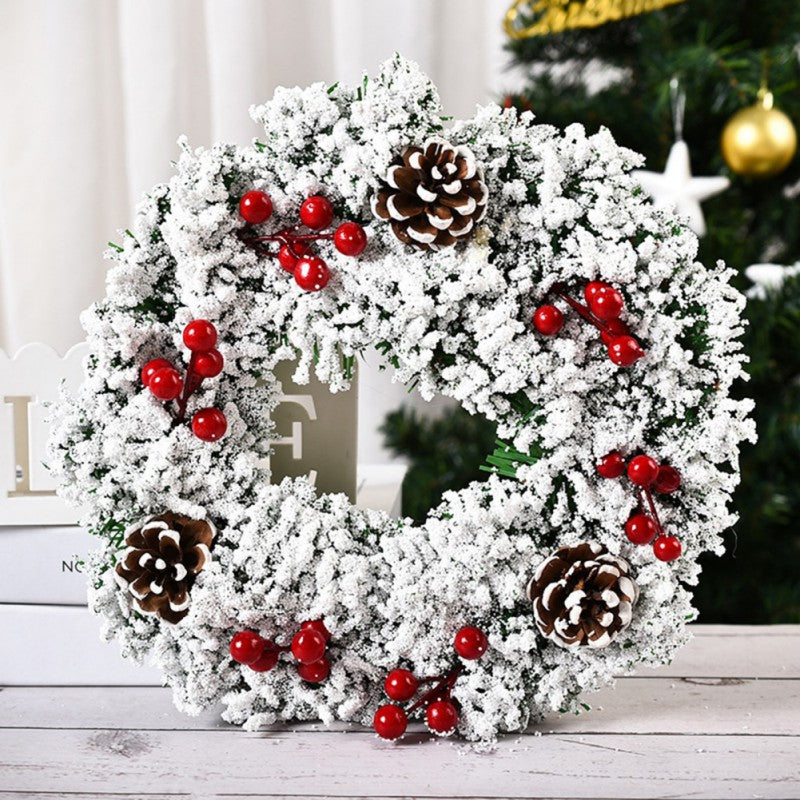White 32cm Front Door Christmas Wreath