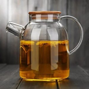 Glass Teapot with Airtight Wooden Lid
