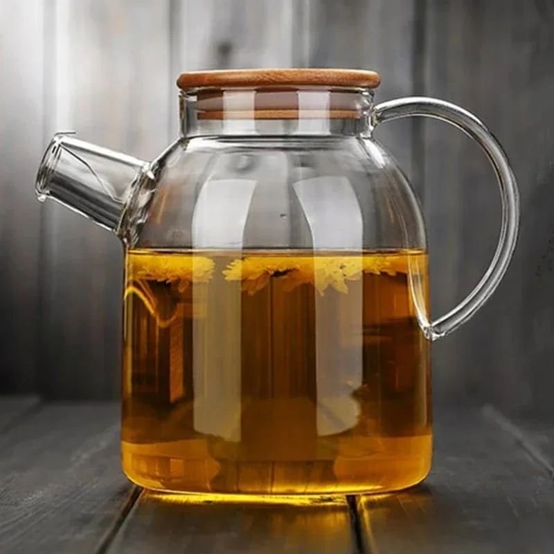 Glass Teapot with Airtight Wooden Lid