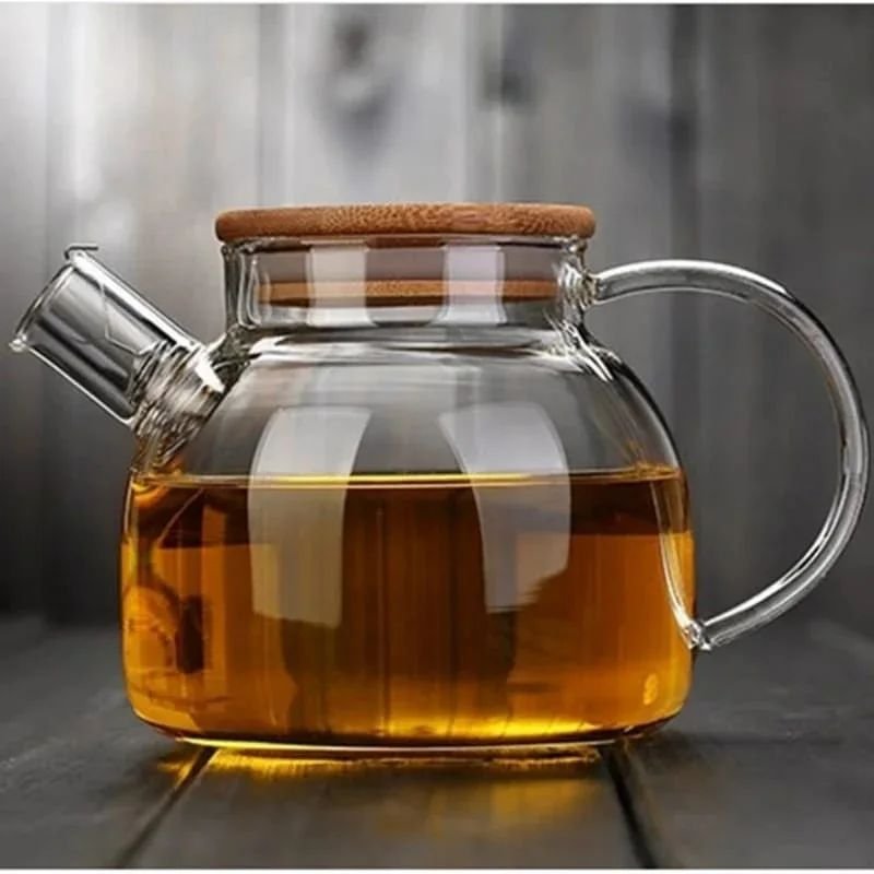 Glass Teapot with Airtight Wooden Lid - Image 3