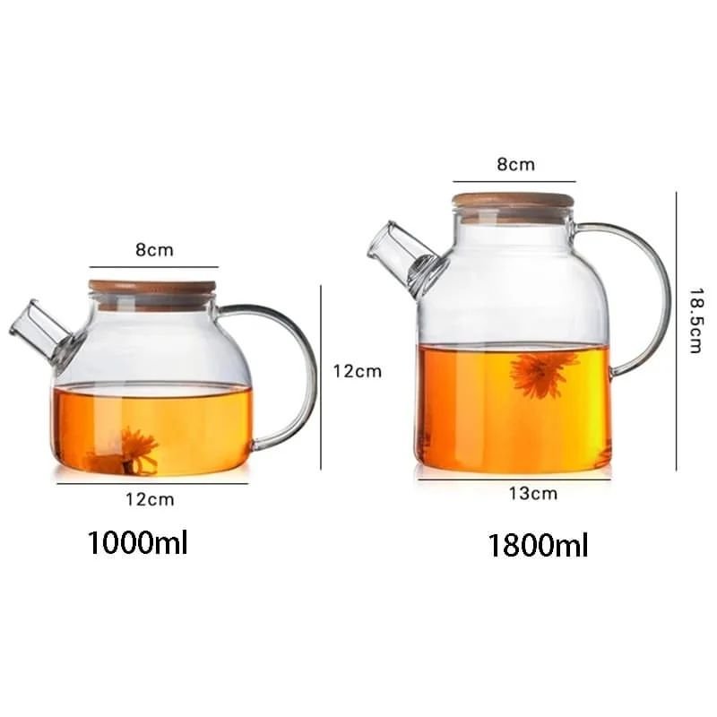 Glass Teapot with Airtight Wooden Lid - Image 4