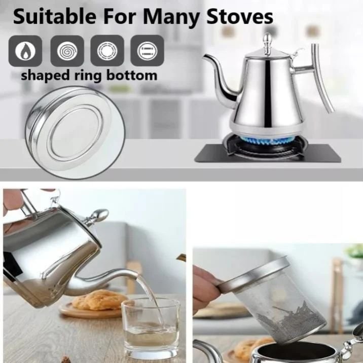 Stainless Steel Tea Pot with Infuser Filter - Image 3