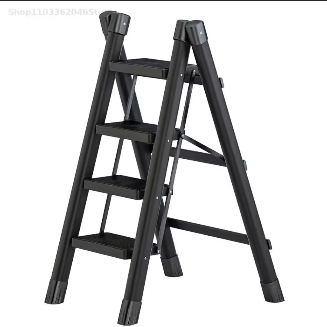 4-Step Black Foldable Stepper Ladder