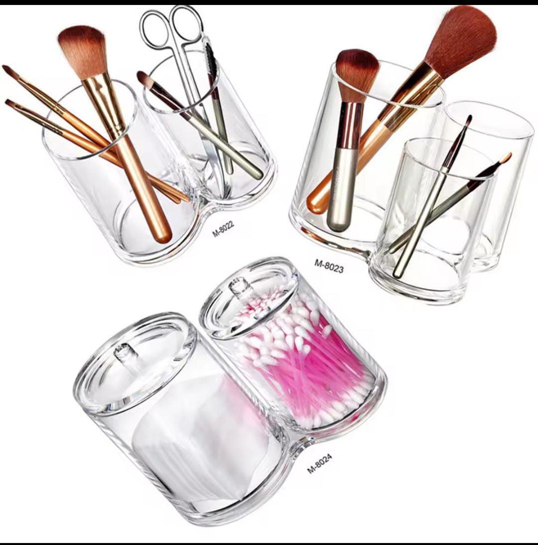 2 in 1 Acrylic Round Cotton Swab Holder / Makeup Brush Holder - Image 3