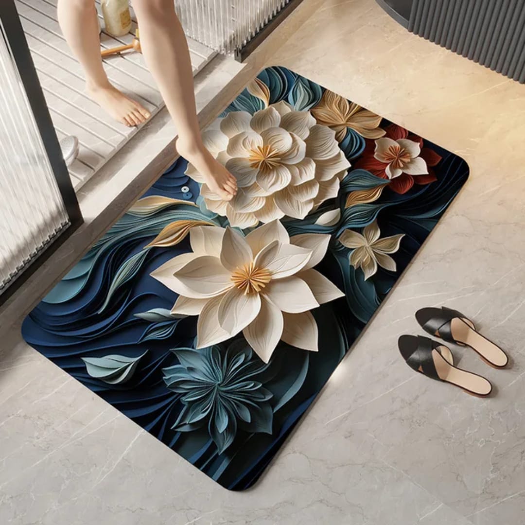Soft Flower 3D Absorbent Bathroom Mat – Non-Slip Bath Mat in Kenya - Image 3
