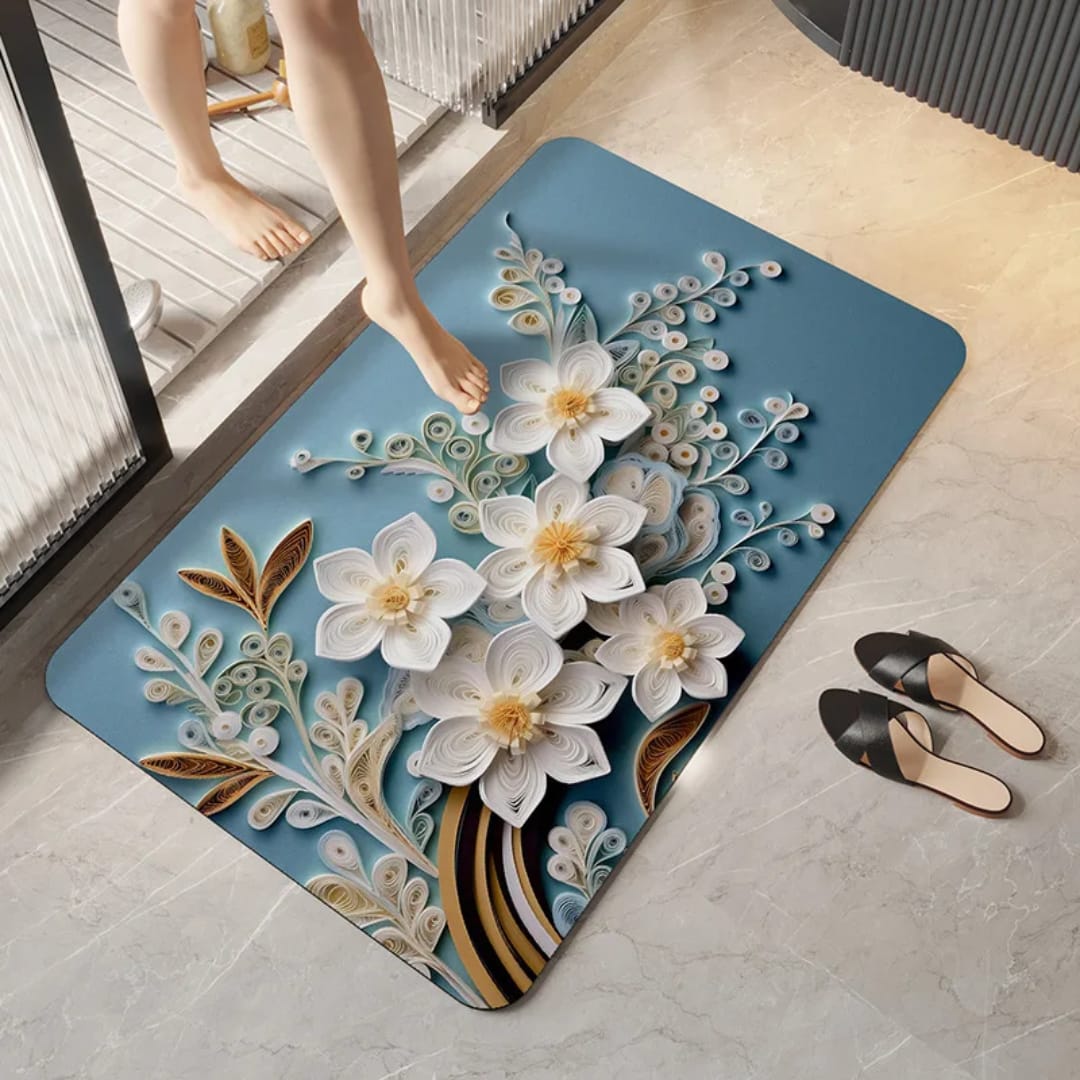 Soft Flower 3D Absorbent Bathroom Mat – Non-Slip Bath Mat in Kenya - Image 5