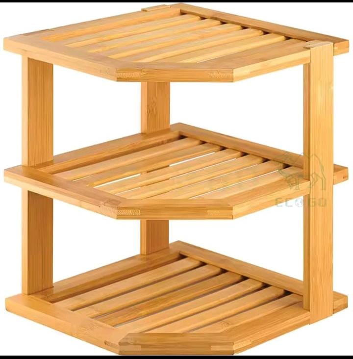 3 in 1 Bamboo Kitchen Corner Rack – Space Saving Counter Organizer in Kenya