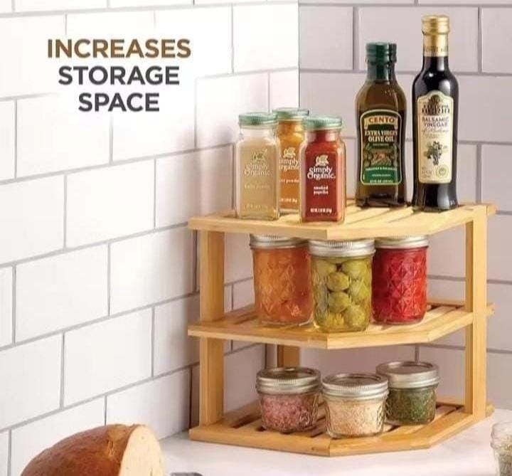 3 in 1 Bamboo Kitchen Corner Rack – Space Saving Counter Organizer in Kenya - Image 5