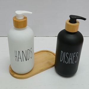 Ceramic Hands and Dishes Soap Dispenser Set with Stand