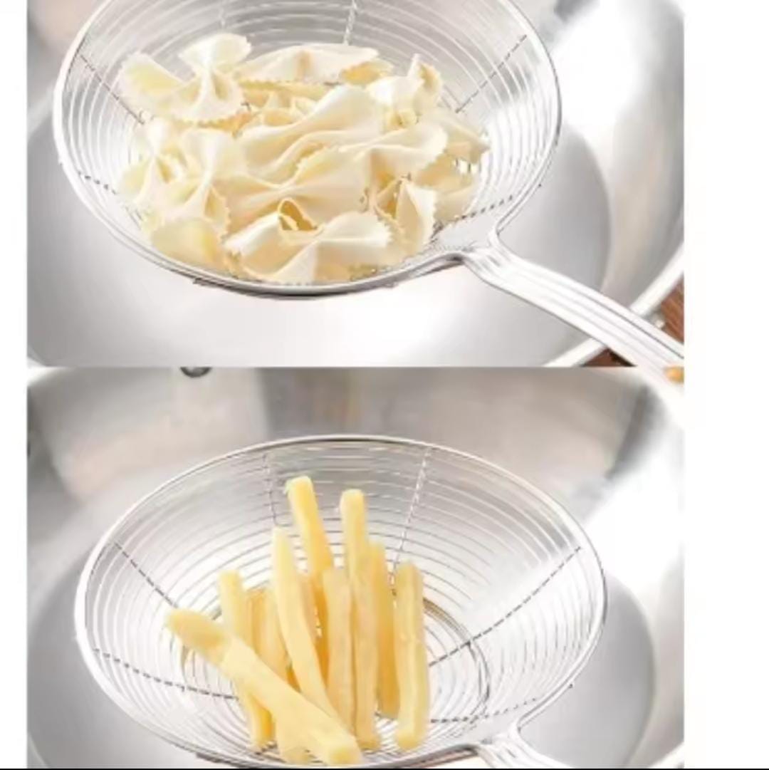 Multifunctional Stainless Steel Skimmer with Wooden Handle - Image 2