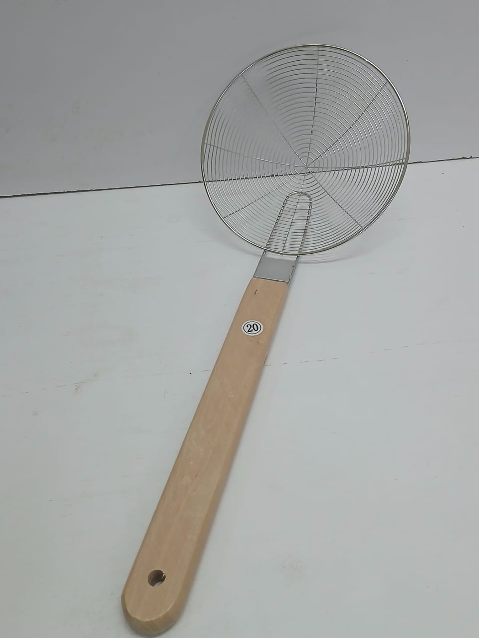 Multifunctional Stainless Steel Skimmer with Wooden Handle - Image 3