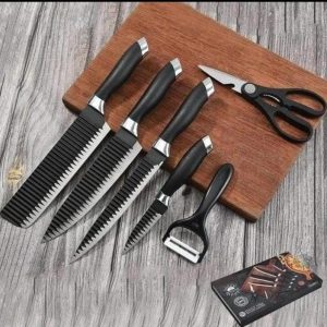 6pcs Zepter Knife Gift Pack Set – Black Non-Stick Kitchen Knife Set