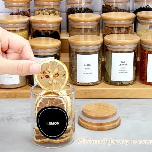 15pcs Glass Spice Jar Set with Bamboo Stand – Airtight Kitchen Spice Organizer in Kenya