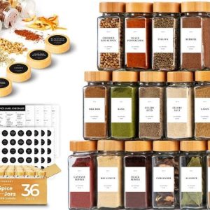 29pcs Glass Spice Jars Set with Bamboo Lids – Airtight Kitchen Storage and Seasoning Organizer in Kenya