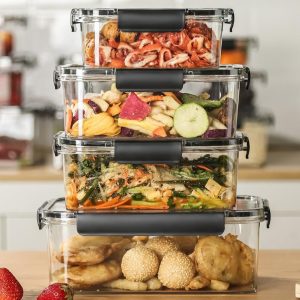 4pcs Transparent Airtight Refrigerator Food Containers – Acrylic Storage Set in Kenya
