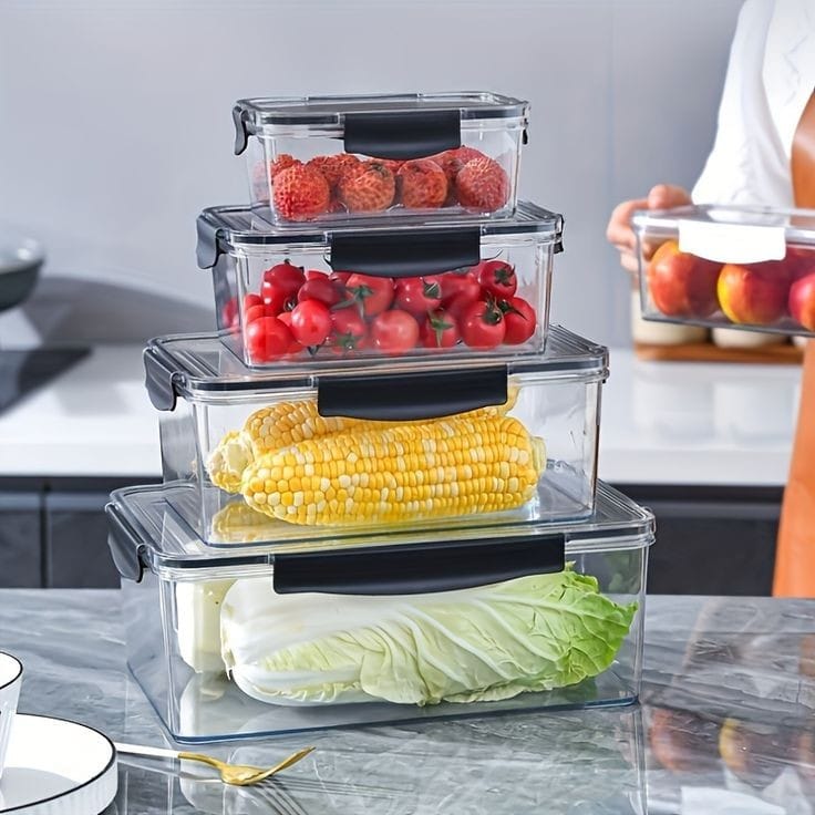4pcs Transparent Airtight Refrigerator Food Containers – Acrylic Storage Set in Kenya - Image 4